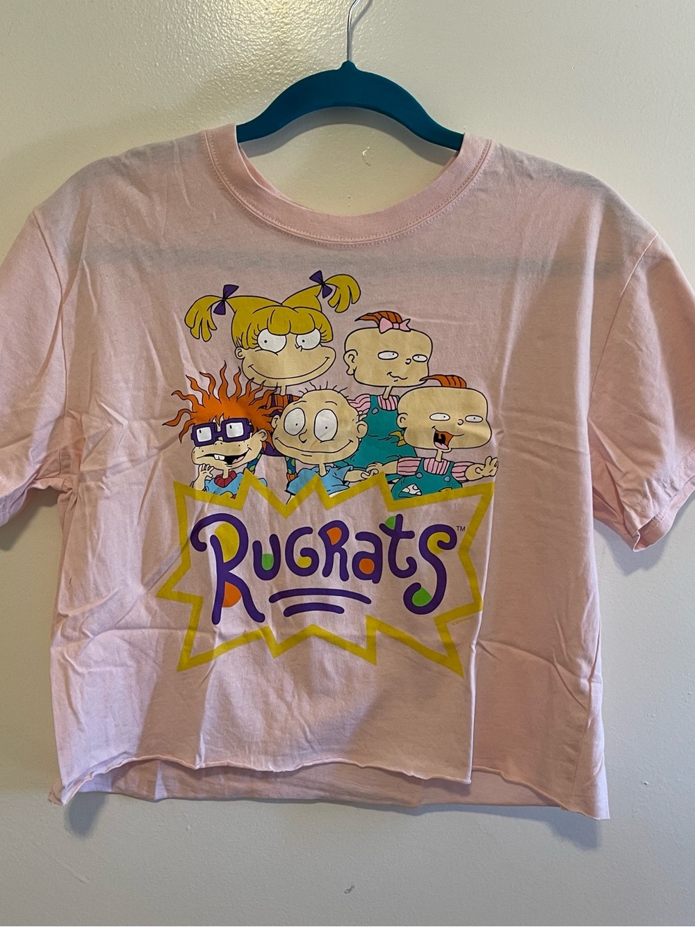 Women's Mighty Fine Nickelodeon Cartoon Rugrats Pink Cropped T-Shirt Size Large
